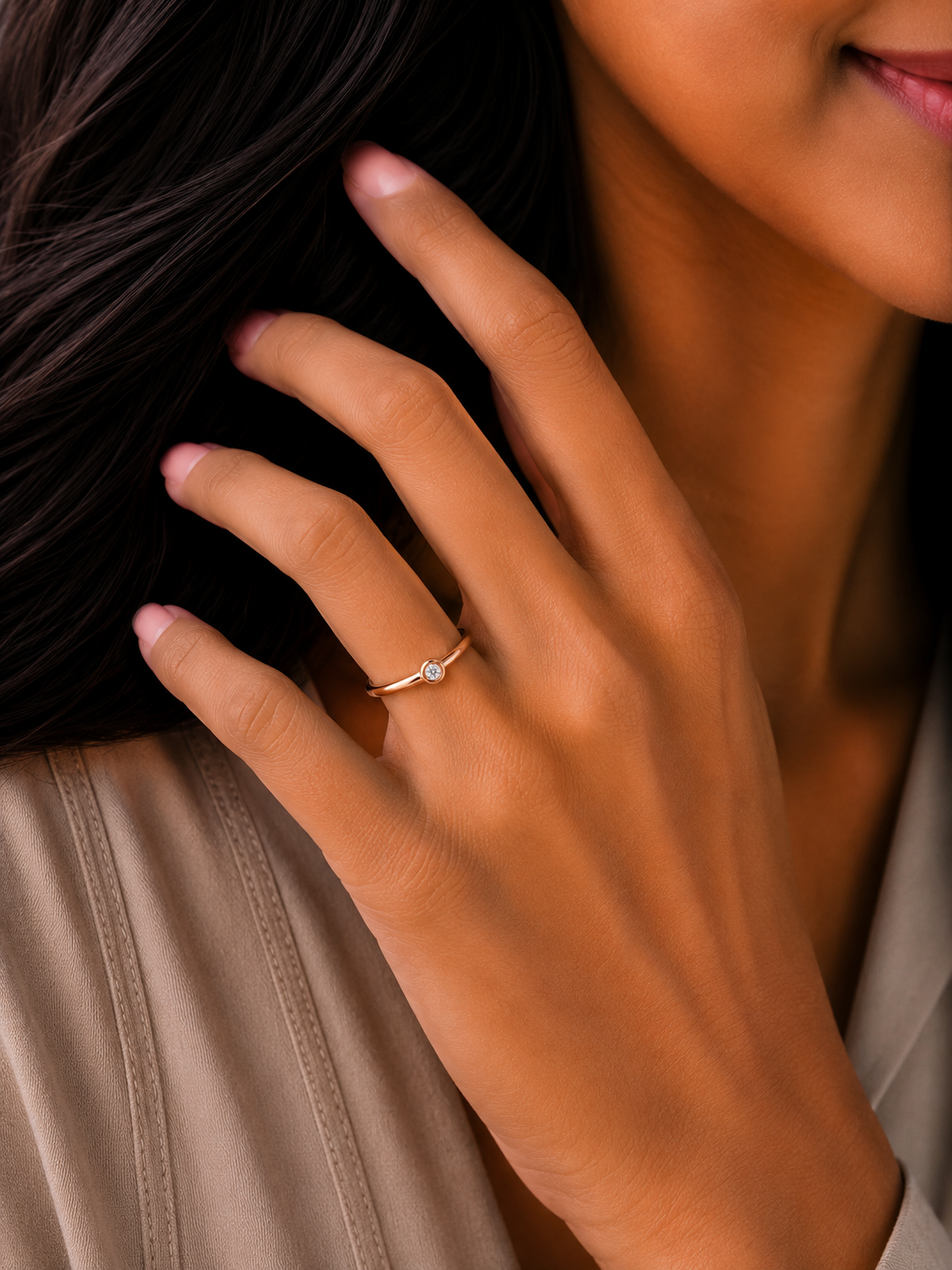 Tiny Aura Solitaire Ring