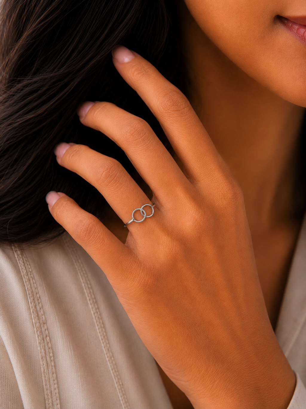Twin Harmony Circle Ring