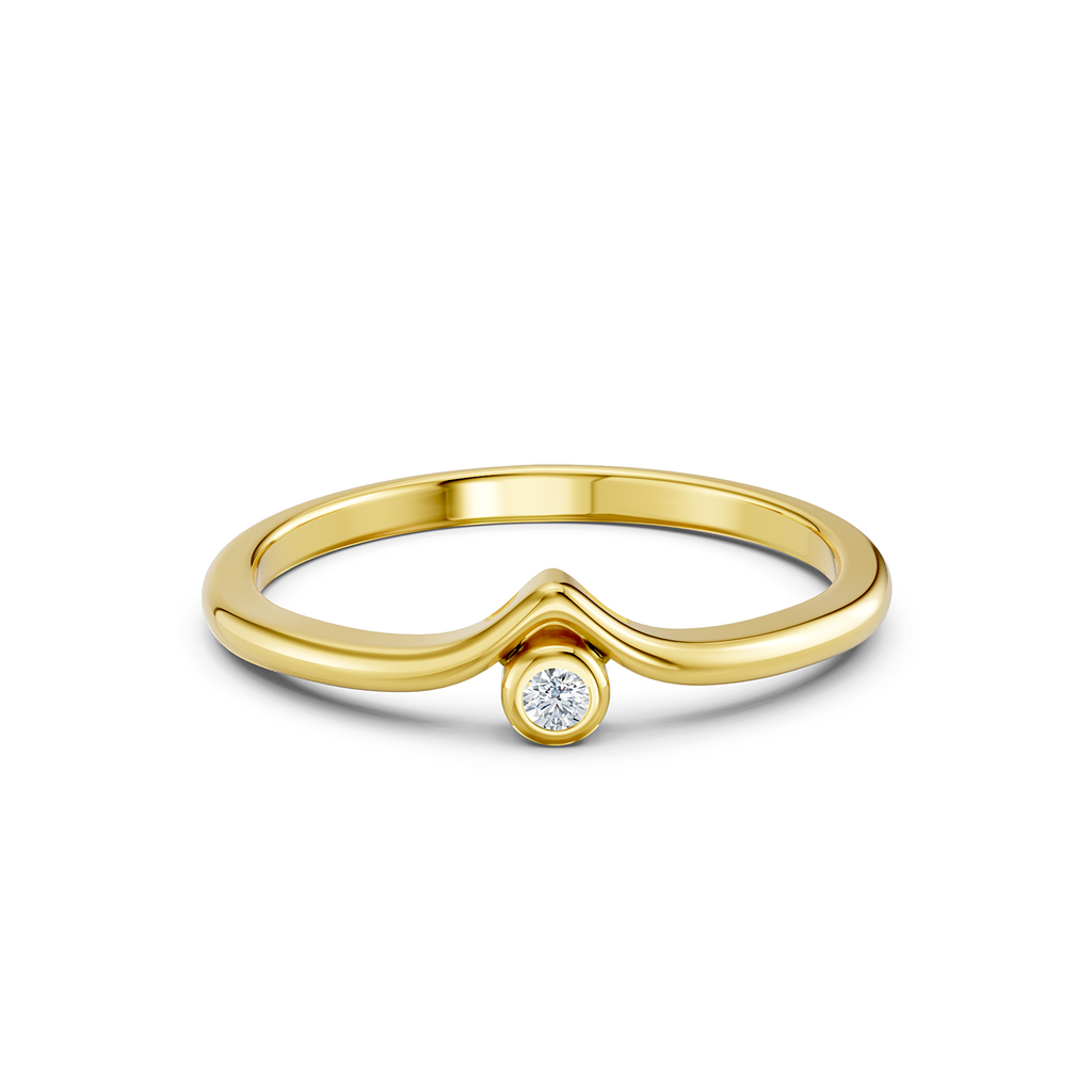 Crescent Bezel Diamond Ring