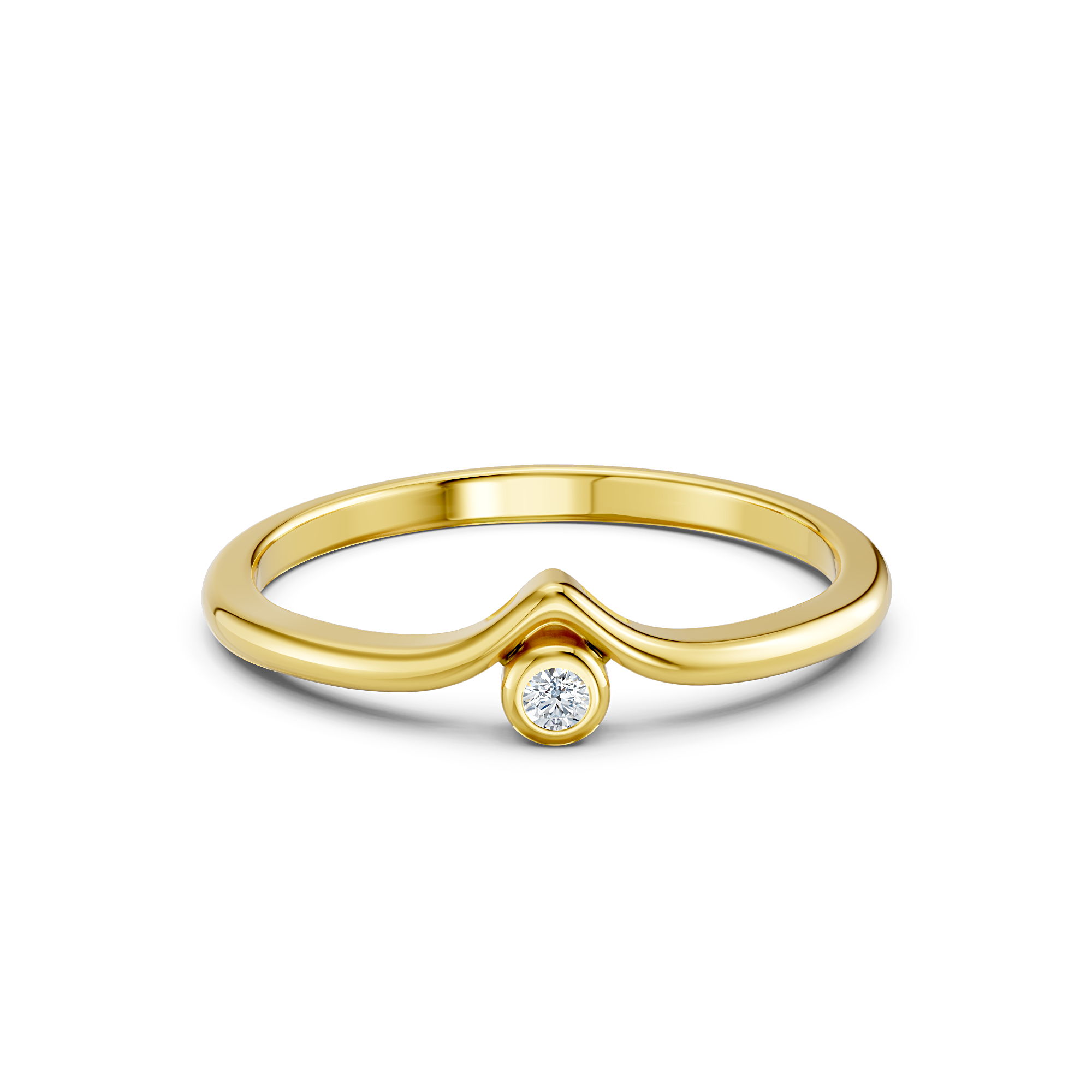 Crescent Bezel Diamond Ring