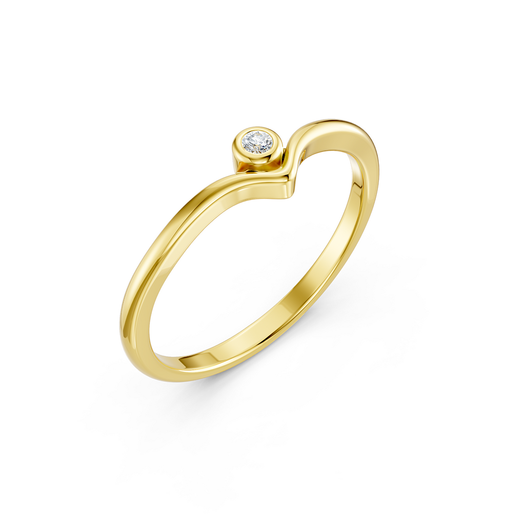 Crescent Bezel Diamond Ring
