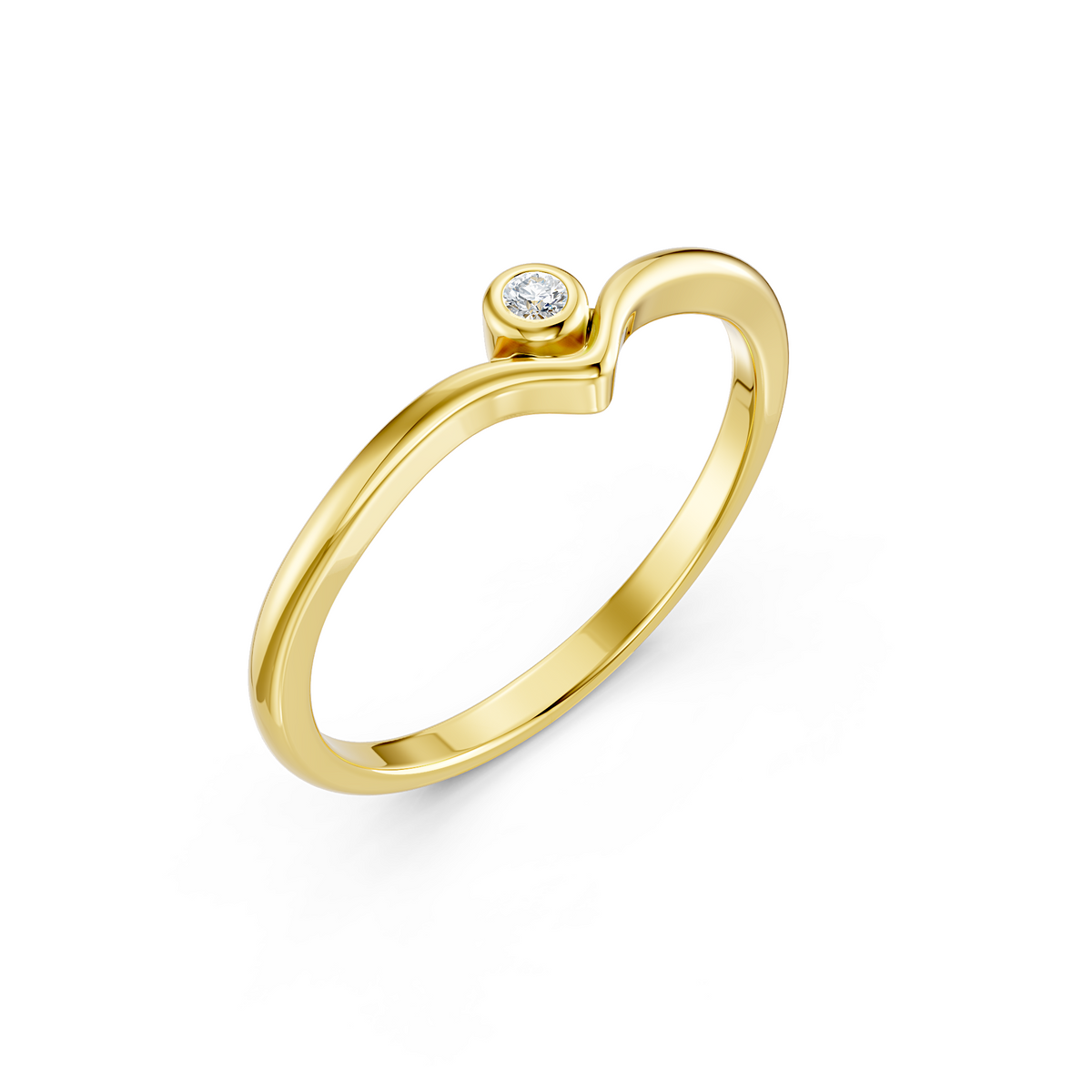 Crescent Bezel Diamond Ring