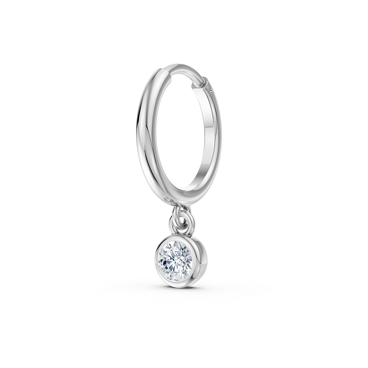 Classic Solitaire Diamond Hoop Earring in Sterling Silver