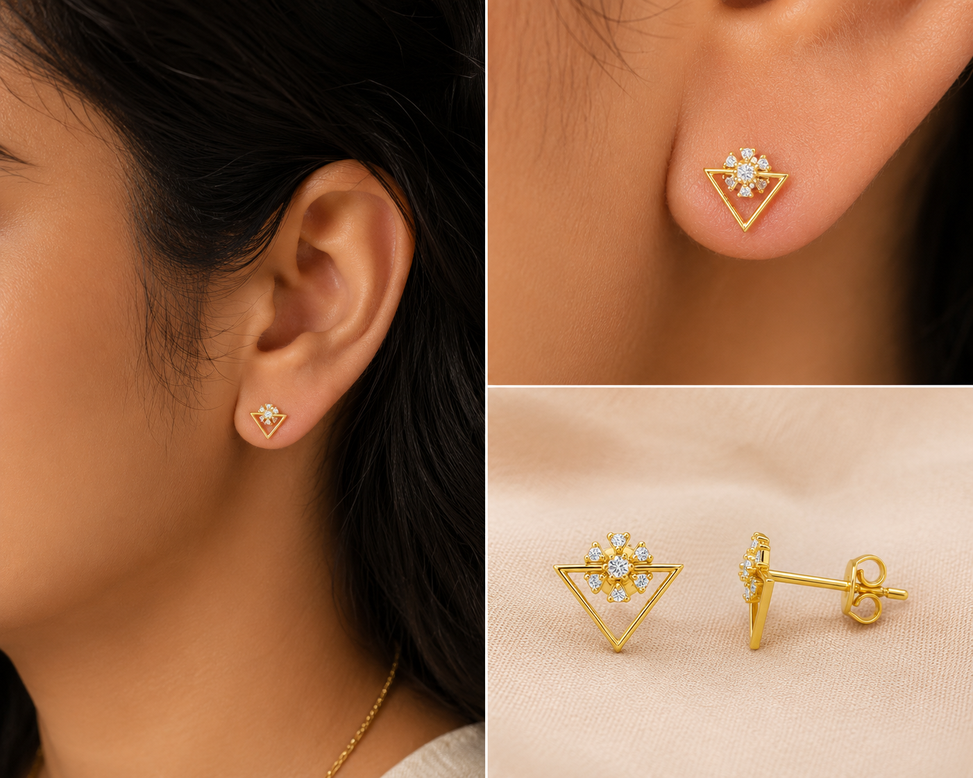 Floral Pyramid Studs