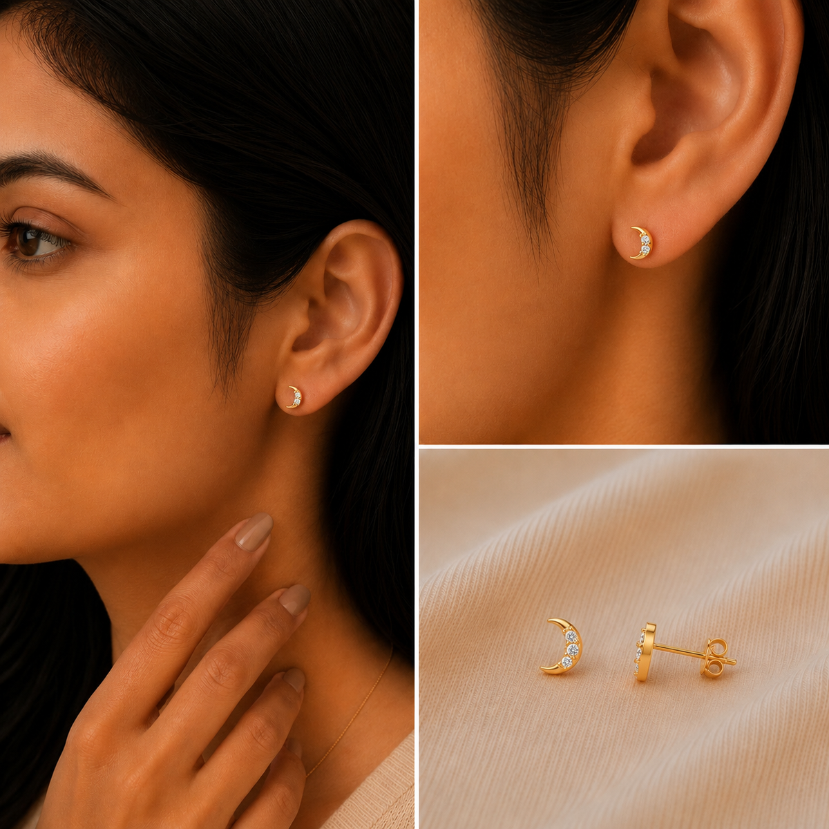 Crescent Glow Studs