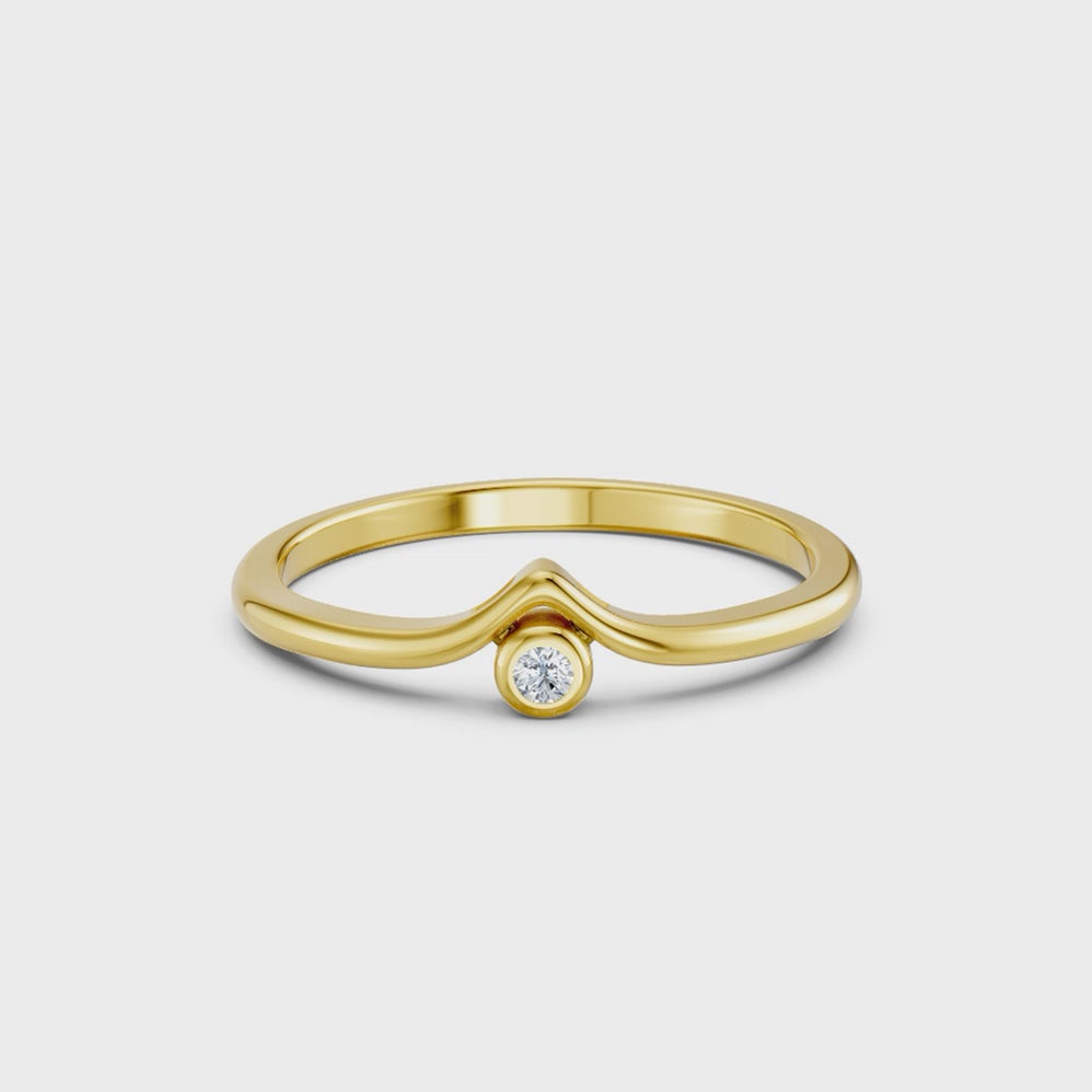 Crescent Bezel Diamond Ring